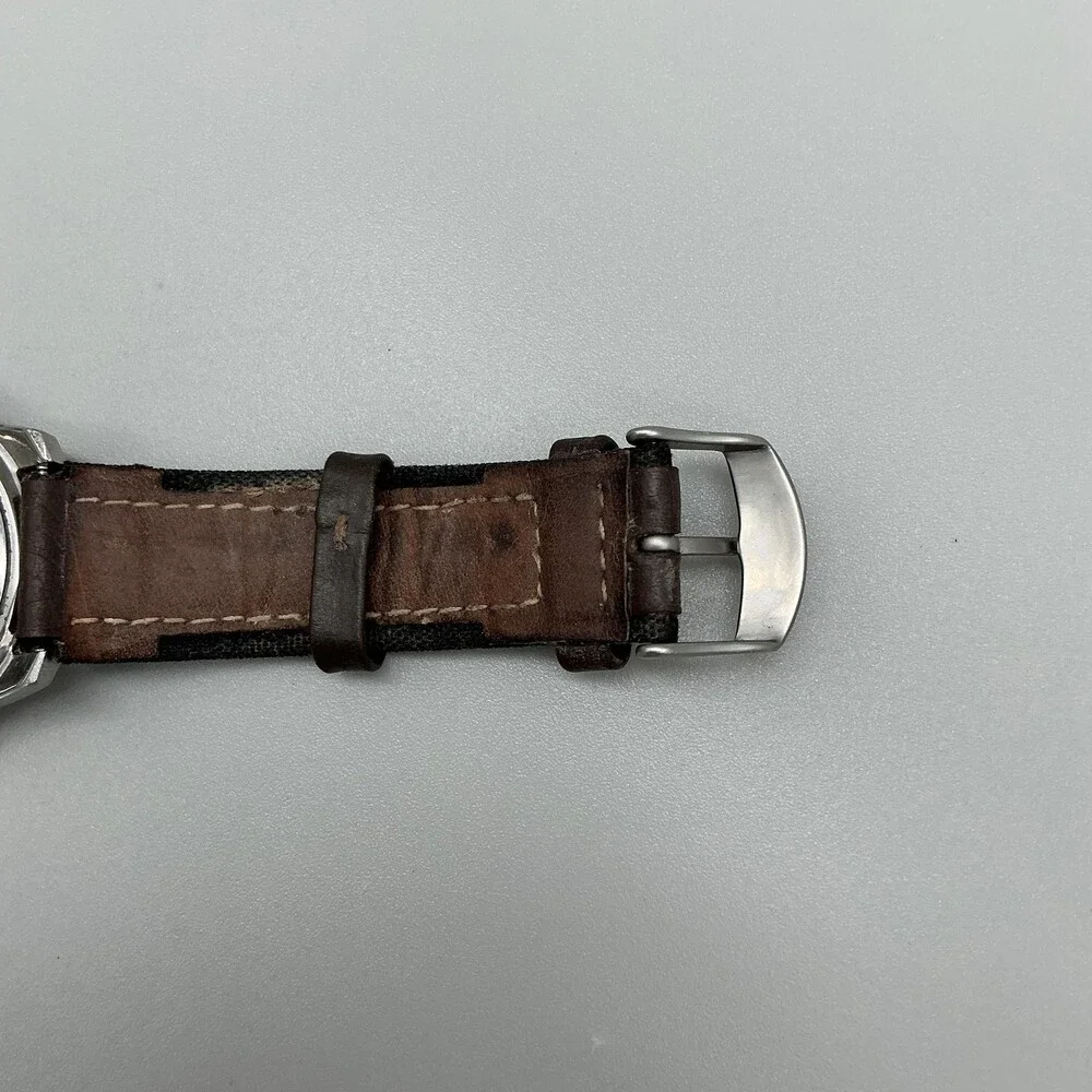 Timex Expedition Indiglo Mens Watch 42mm Cream Dial Brown Leather Date New Batt